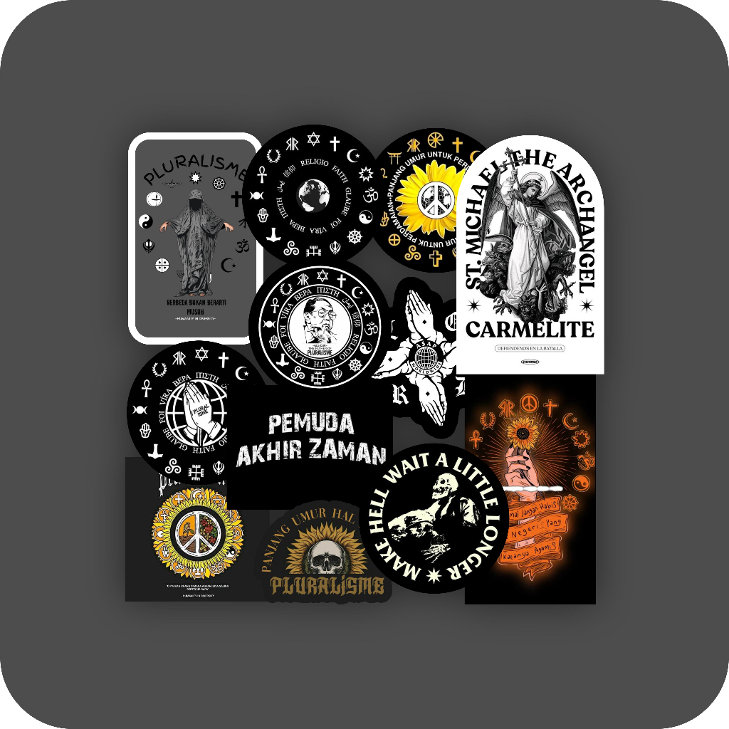 

STIKER PAKET PLURALISME ISI 12 PCS STIKER BRAND STIKER BAND MEME STIKER GRAFTAC STIKER RACING