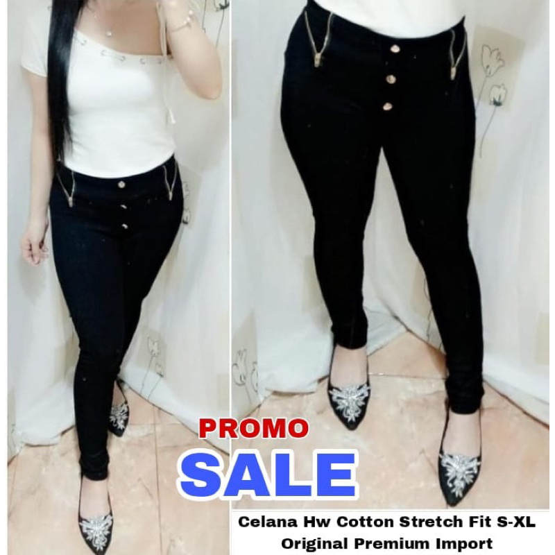 Celana Panjang Highwaist Premium Stretch Import Jegging Hw Wanita Korean Style
