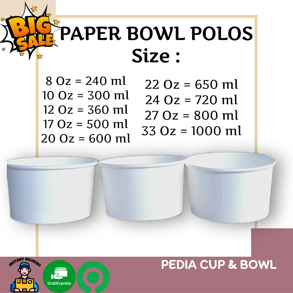 Mangkok Mangkuk Polos Wadah Tempat Paper Papper Cup Rice Bowl Kertas Plastik Keramik Mie Ayam Bakso 