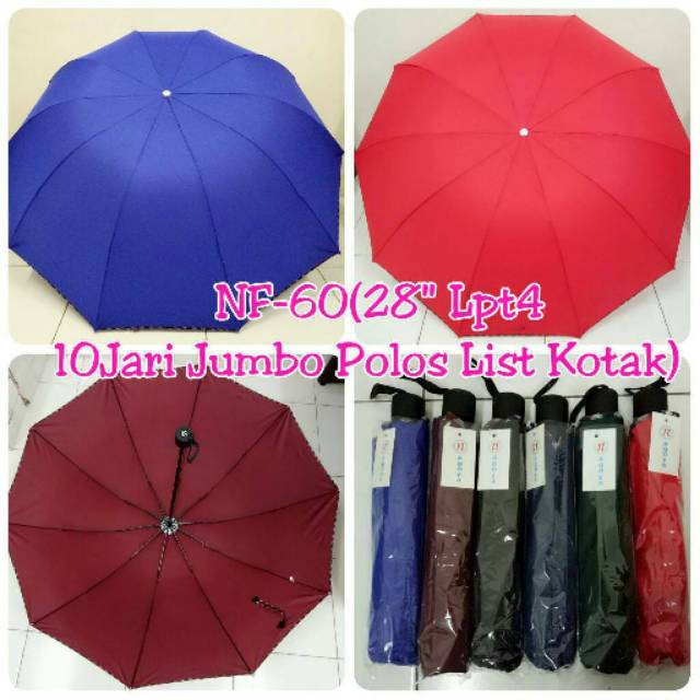 Payung Lipat 3 Jumbo 10 Jari Motif LV TUBE WATERCUBE DD PARIS Polos bisa muat 3 orang