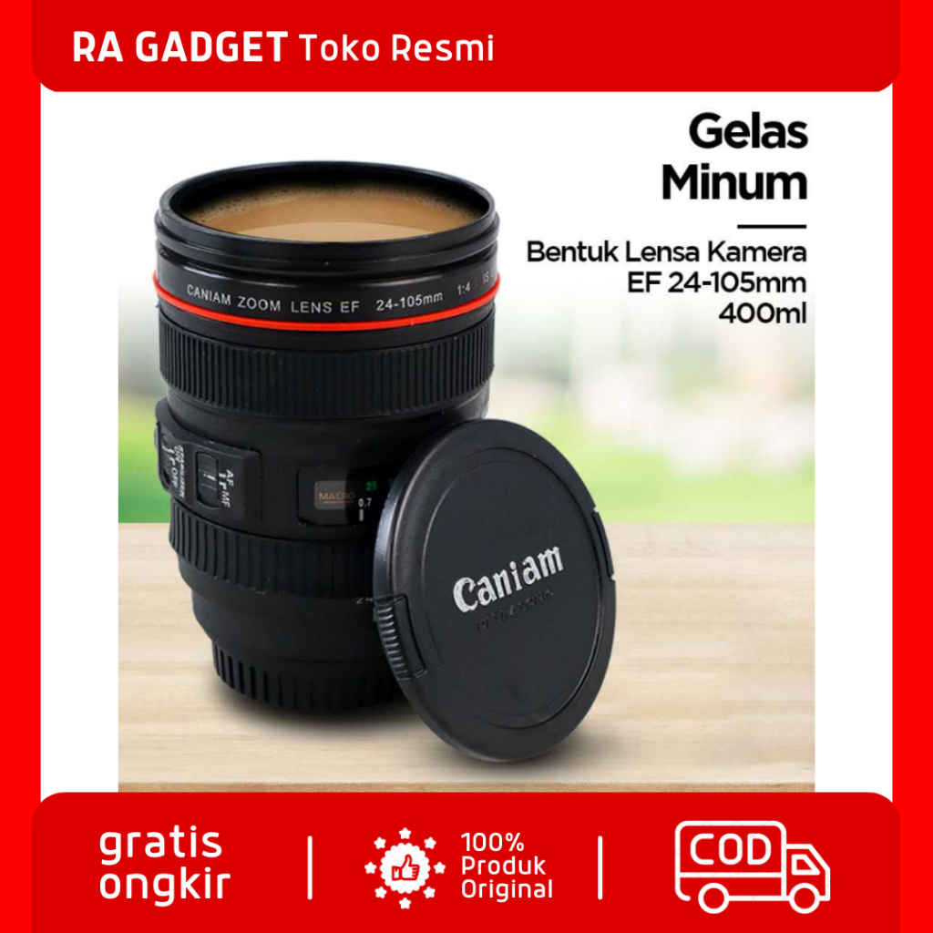 Gelas Minum Anak Bentuk Lensa Kamera EF 24-105mm Anti Tumpah / Gelas Botol Mug Cup Cangkir Tempat Wa