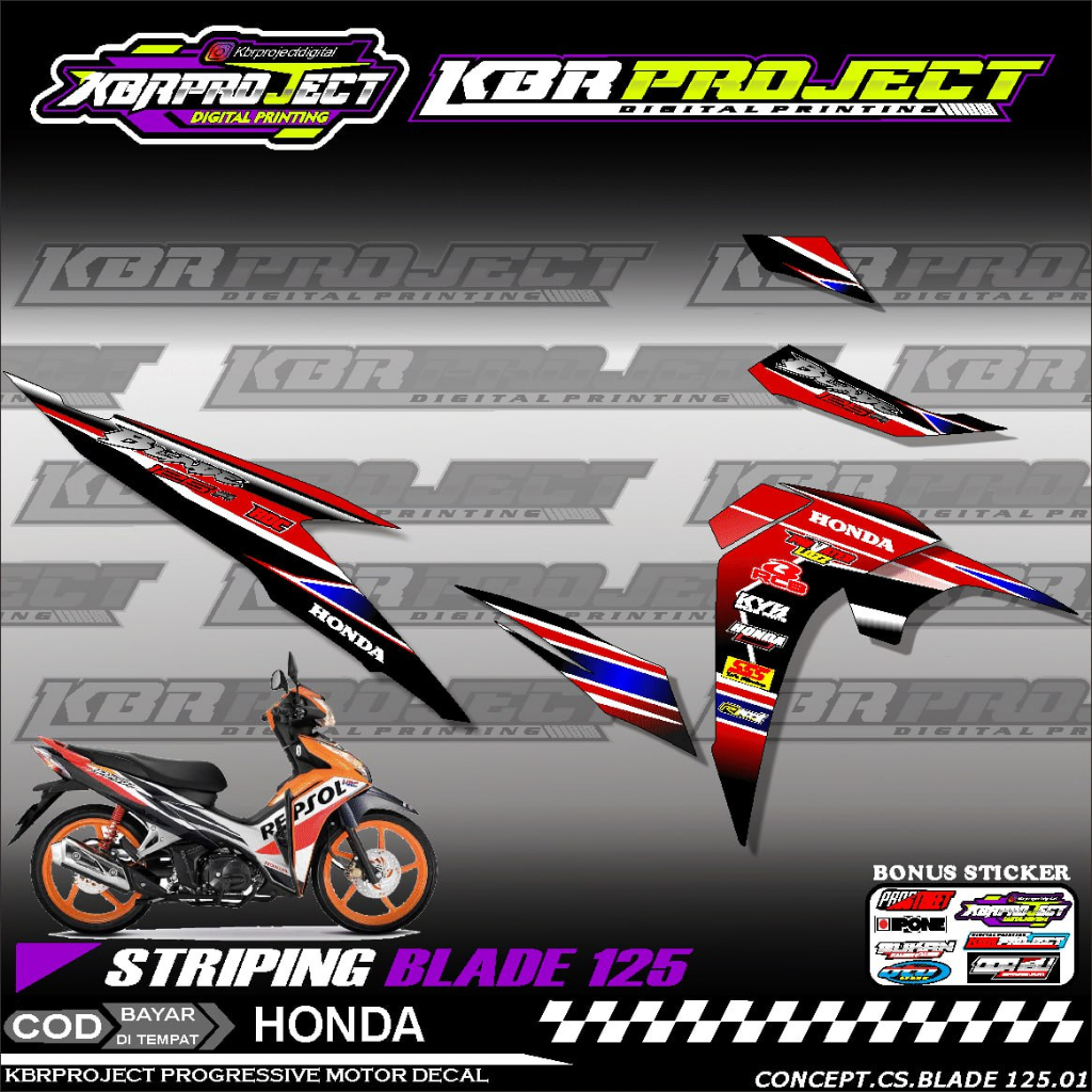 BLADE 125 STIKER MOTOR KEREN Stiker Striping Lis Variasi Stiker BLADE 125 Motor HONDA Desain Racing 