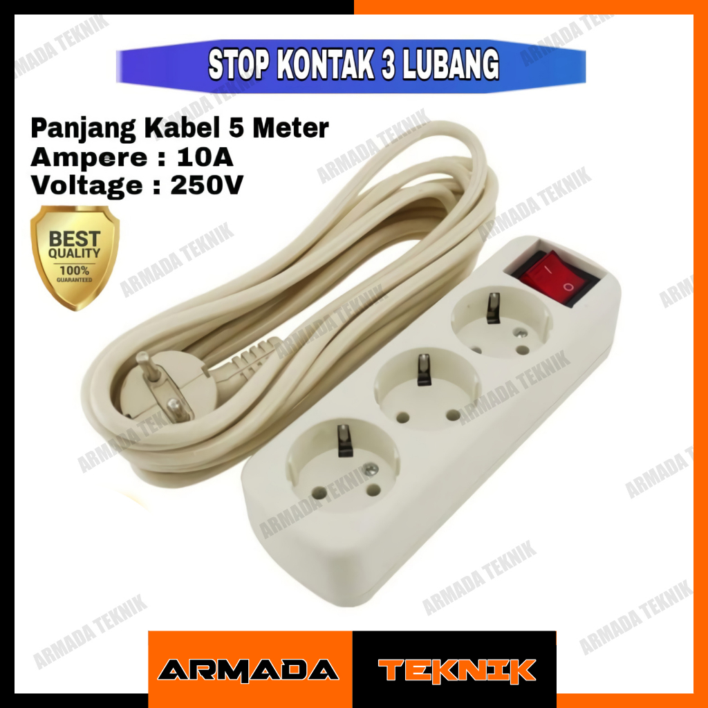 Stop Kontak Kabel Terminal 3 Lubang 3 Meter ATN
