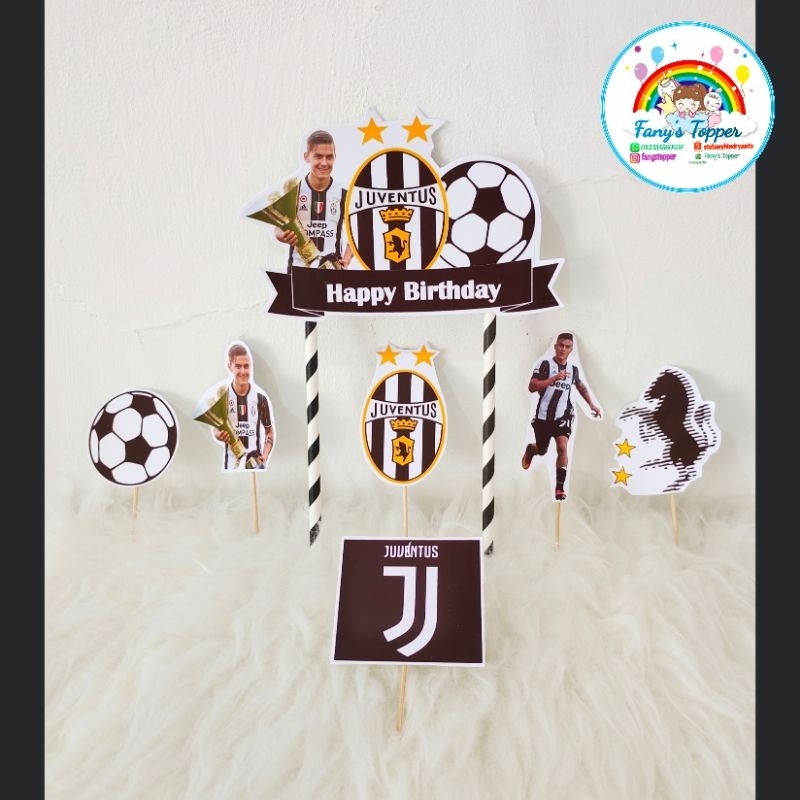 Topper Juventus Topper sepak bola Topper happy birthday topper ulang tahun hiasan kue tart