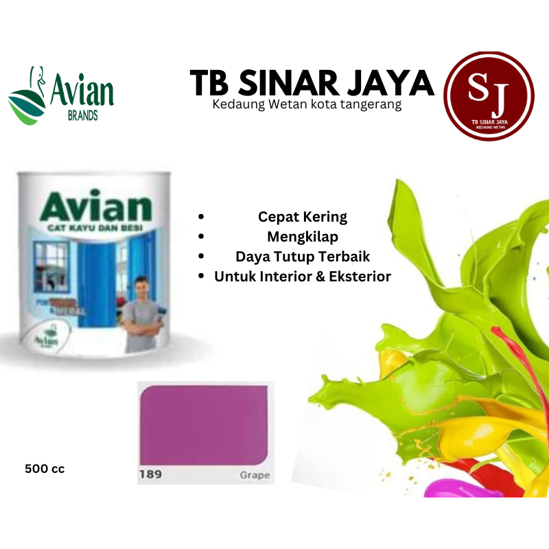 Cat Kayu dan Besi Avian 500cc / Cat Minyak Sintetis - 189 Grape