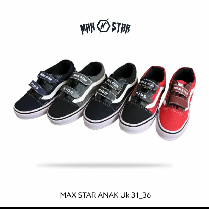 Max star sepatu sneakers casual anak laki laki size 31-36 trendy