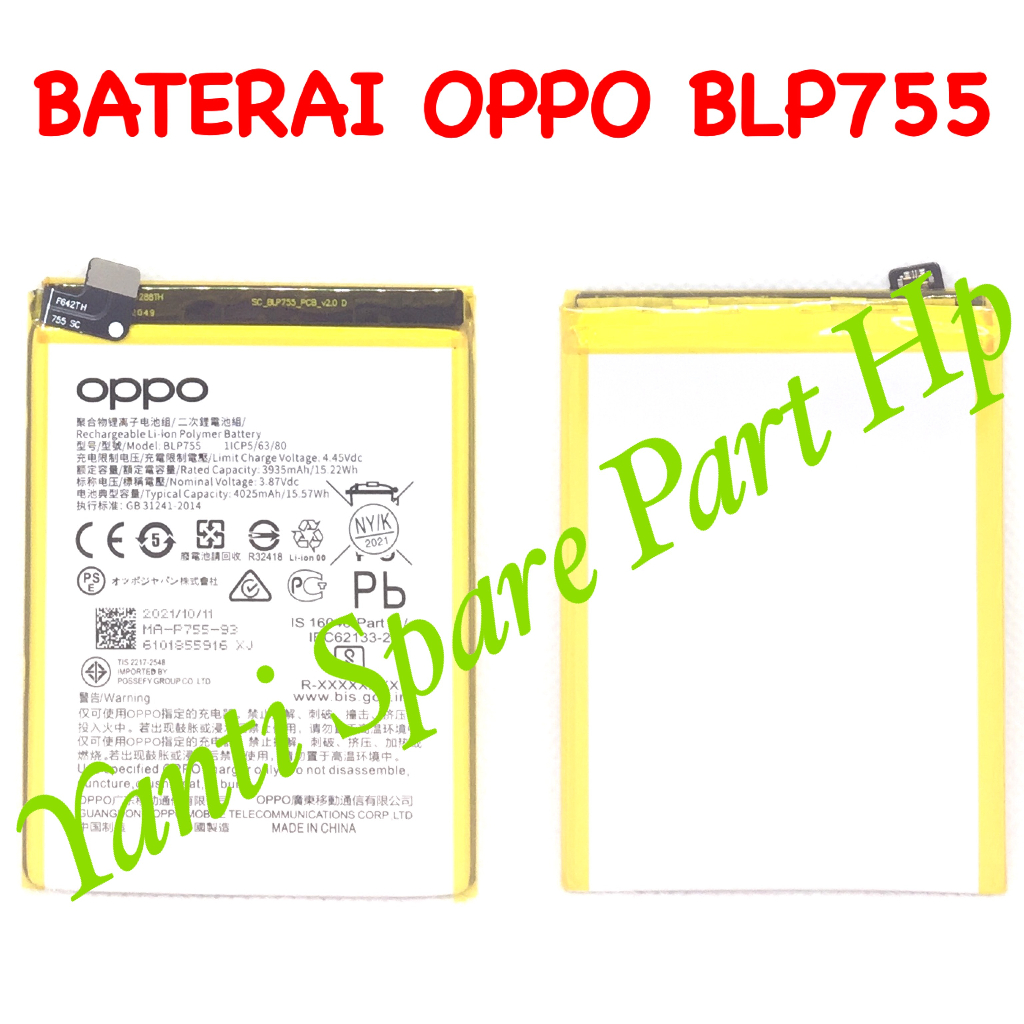 Baterai Oppo Reno 3 Pro BLP755 Original Terlaris New