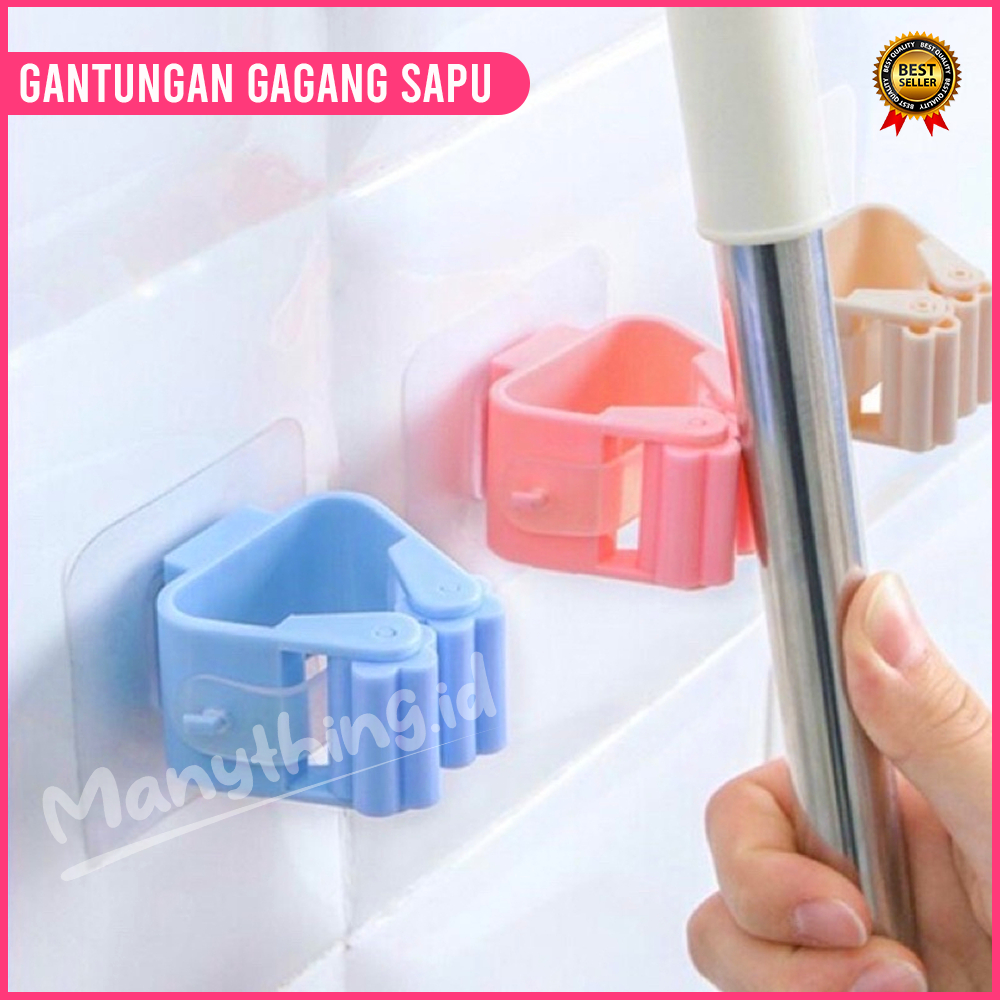 (MANYTHING) Gantungan Gagang Sapu Pel Broom Mop Gripper Holder Clip Klip Pengait Penjepit Penyangga Kuat