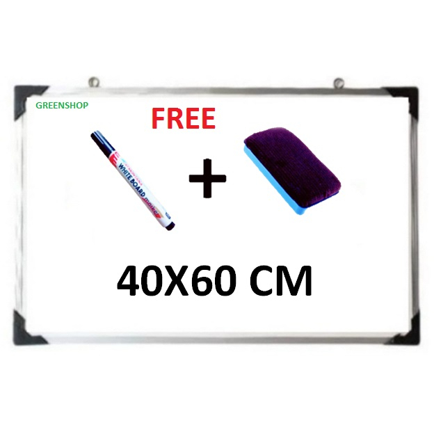 

(FREE SPIDOL DAN PENGHAPUS) Papan Tulis Spidol dan Kapur Whiteboard / Blackboard Ukuran 30X50, 40X60, 50X70, 60X80