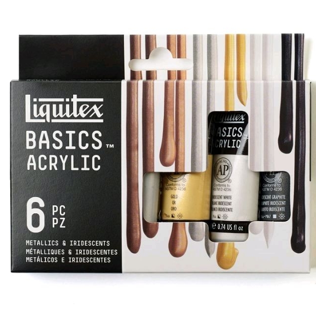 

Liquitex Basics Acrylic Paint Metallic & Iridescent Set 6 × 22 ml