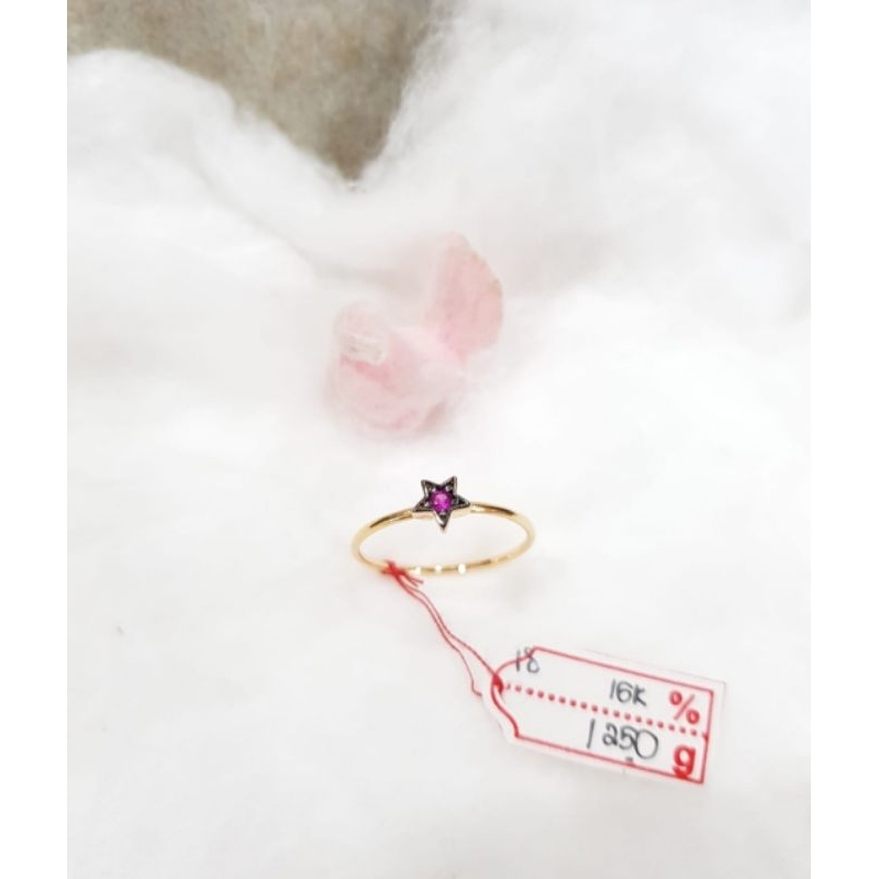 Cincin emas 70 bintang pink