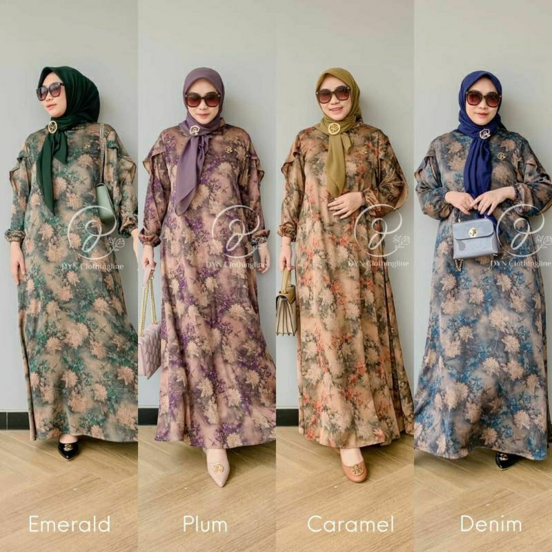 DYN Amarta Dress Silk Gamis Kondangan Abstrak Kekinian