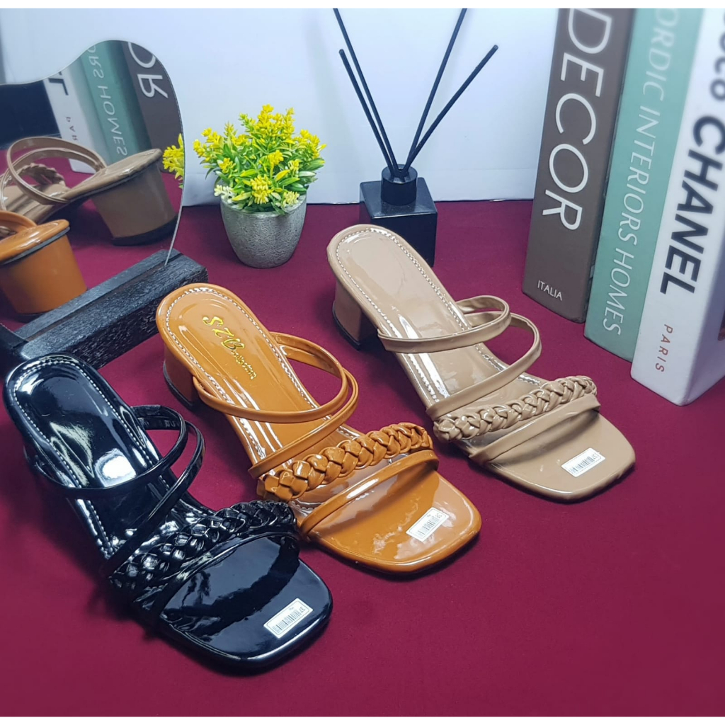 heels wanita tali kepang hak tahu 5cm terbaru VIVI