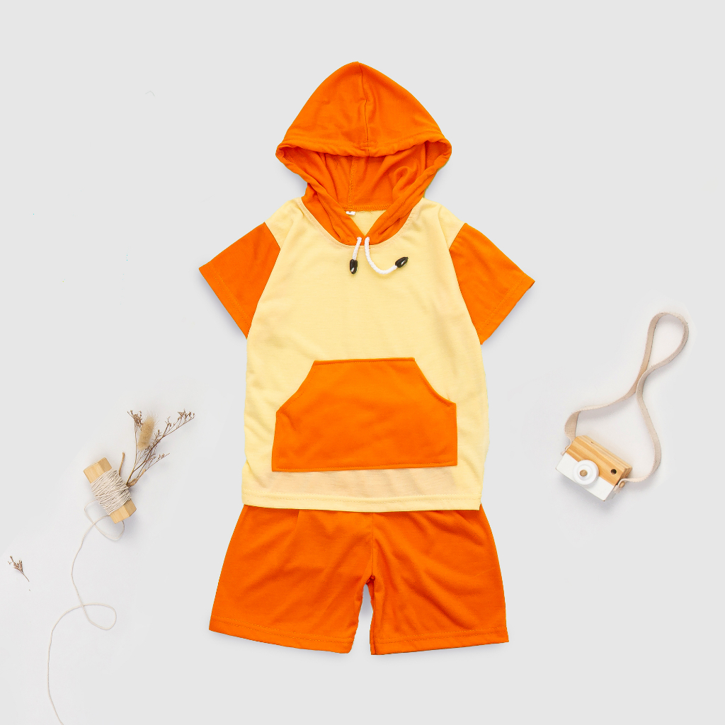 Top Kid Setelan Pendek Anak Laki Laki Perempuan Hoodie Alfa Kantong Anak-Anak Cowok Cewek 2-9 Tahun 023