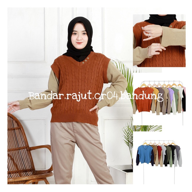 PARGUM SWEATER RAJUT MOTIF CABLE ATASAN LENGAN PANJANG WANITA