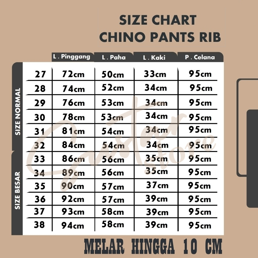 CELANA PANJANG CHINOS PINGGANG KARET RIP KOLOR ELASTIS BIG SIZE JUMBO