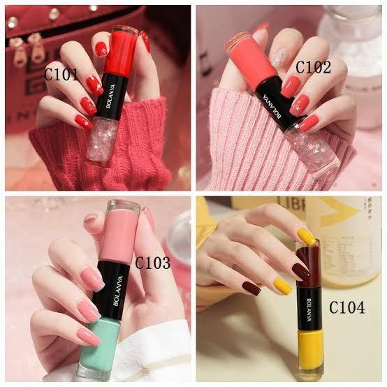 BOLANYA Kutek uku 2in1 Cat Kuku Korea Double Nail Polish Non Peel off