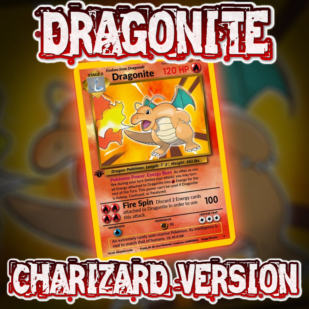 KARTU POKEMON TCG HOLOGRAM DRAGONITE IN CHARIZARD STYLE