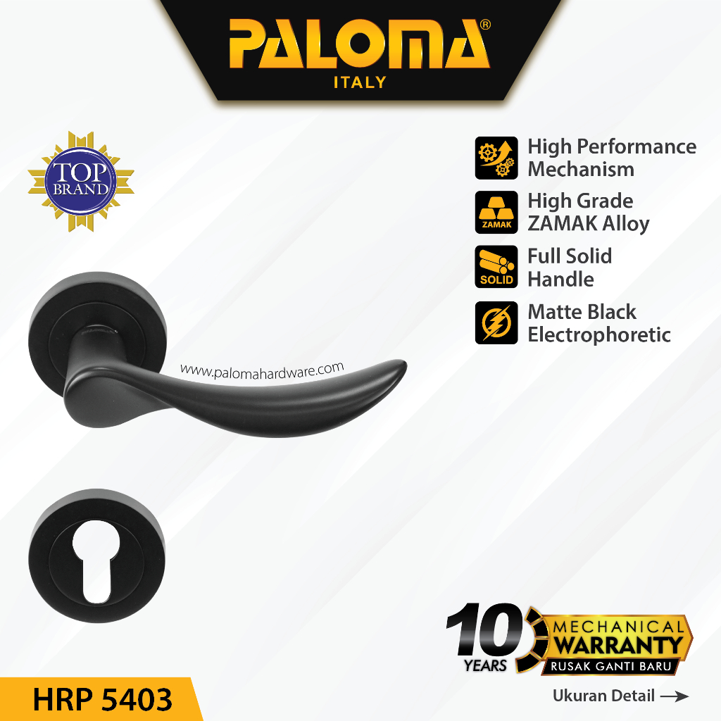 PALOMA HRP 5403 Handle Pintu Roses Gagang Door Lever Zamak Hitam Black