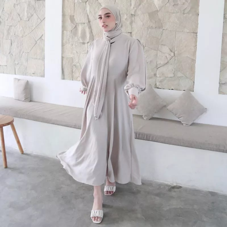 Lyona Dress Busui Cricle Airflow Gamis Busui Lengan Balon / Gamis Wanita Pesta Kondangan Lebaran Terbaru 2023