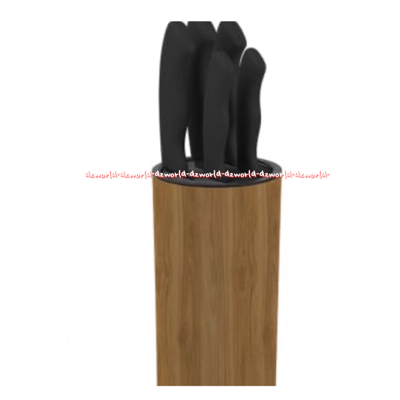 Kris Knife Set 5pcs Pisau Dapur Set Warna Cokat Hitam Dengan Tempat Holder Pisau Bulat Krischef Krisbow Knifes Stainless Steel Carving Koki Santoku Pairing