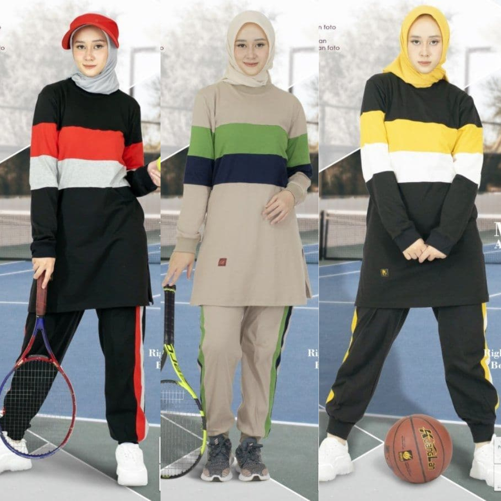 SETELAN BAJU OLAHRAGA WANITA - BAJU OLAHRAGA MUSLIM WANITA BELIEVE BMS 35