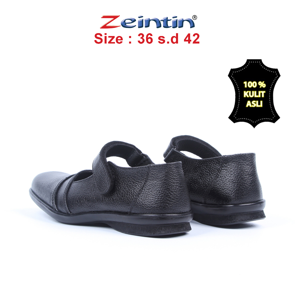 Zeintin - Sepatu Flat Shoes Wanita Zeintin BJ Hitam Kulit Sepatu Fantofel Wanita Hitam Women Shoes