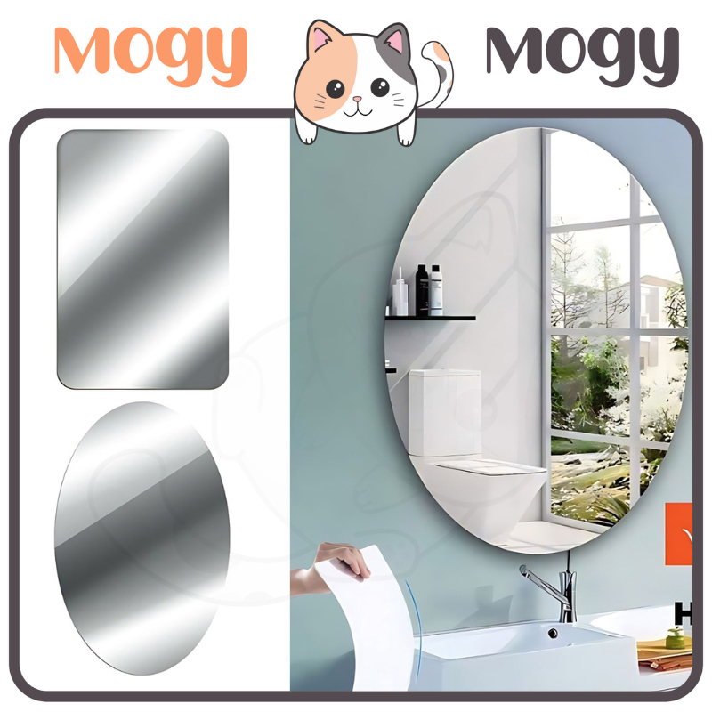 MOGYMOGY HL0529 Cermin Sticker Dinding Wallpaper Miror Mudah Dilepas Dan Bentuk Stiker Cermin Kaca Oval Akrilik Mirror