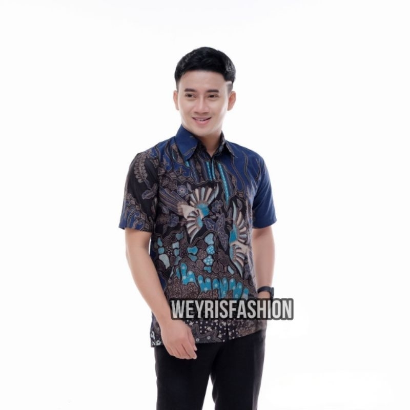 TERBARU Couple Sweet | Kids Batik Couple Baju Kemeja Hem Couple Ayah dan Anak Laki-laki Batik Pria Kenari Navy