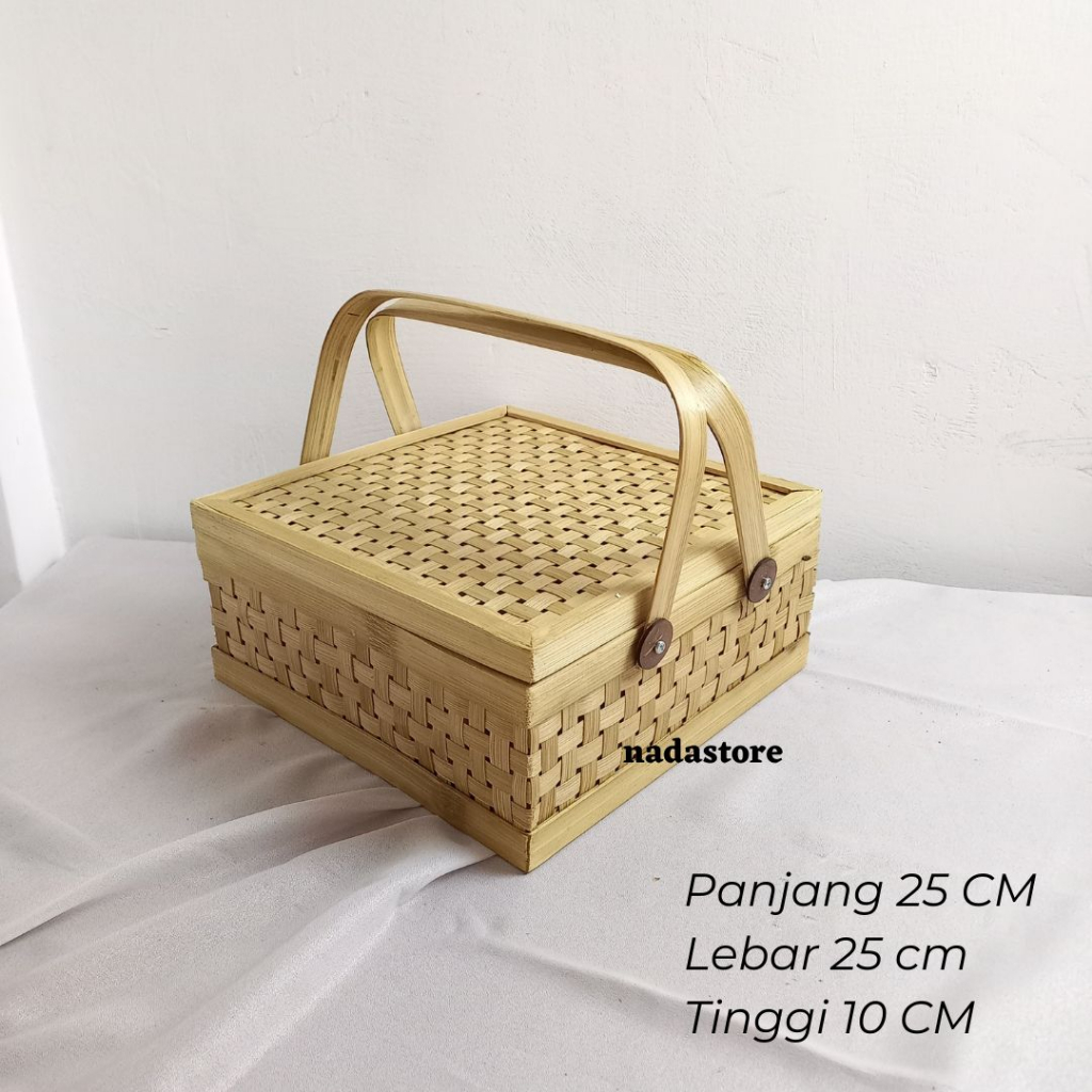 rantang kotak single anyaman bambu untuk souvernir pernikahan / rantang bambu hampers