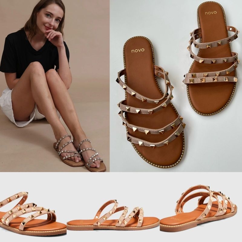 NV studed flat sandals