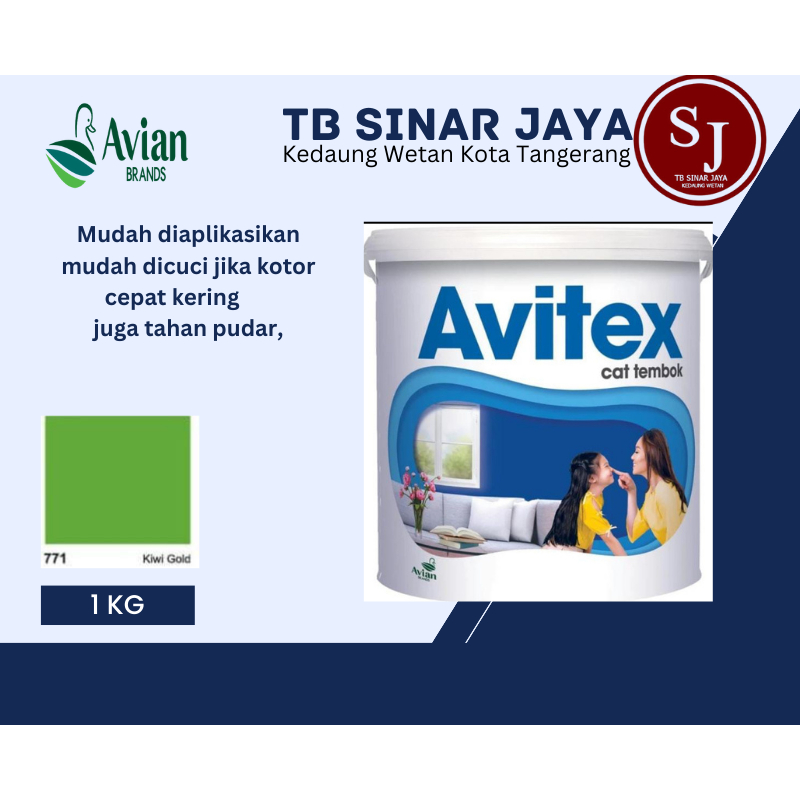 Cat AVITEX 1KG Cat Tembok Dan Plafon - 771 Kiwi Gold