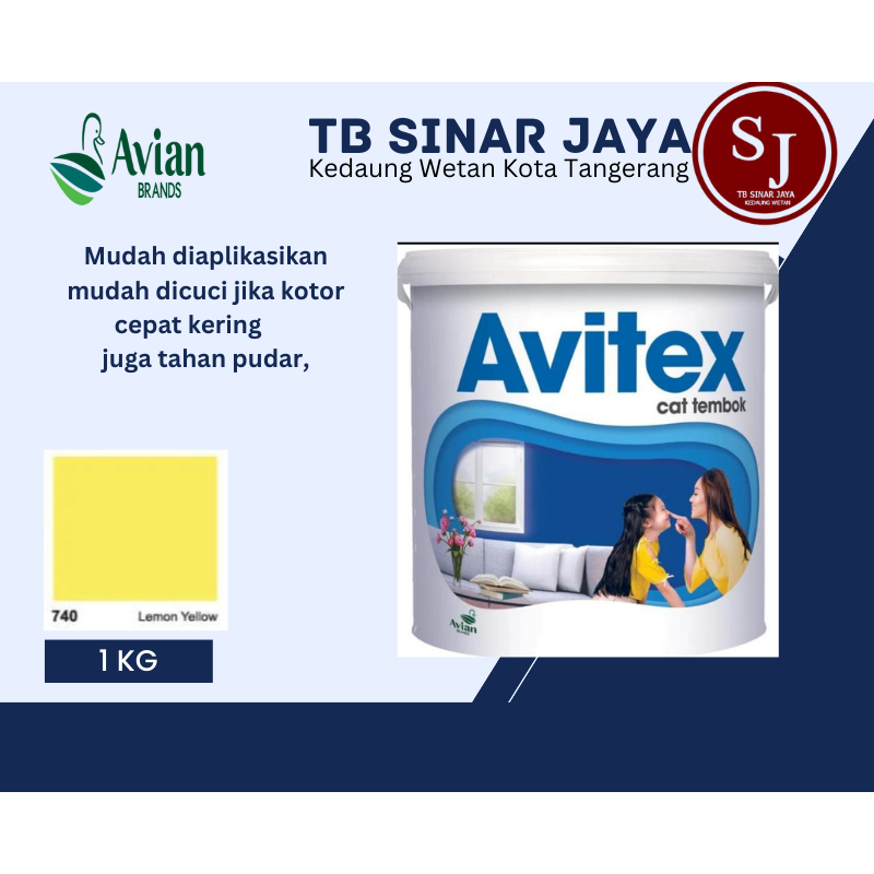 Cat AVITEX 1KG Cat Tembok dan Plafon - 740 Lemon Yellow