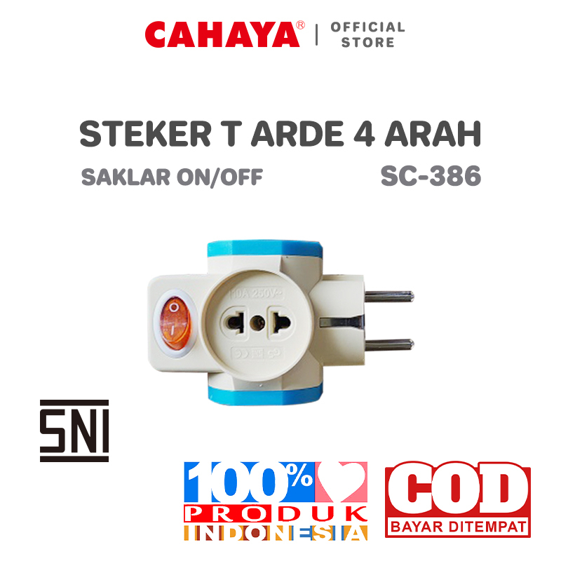 CAHAYA - Steker T Arde 4 Arah Saklar On/Off SC-386