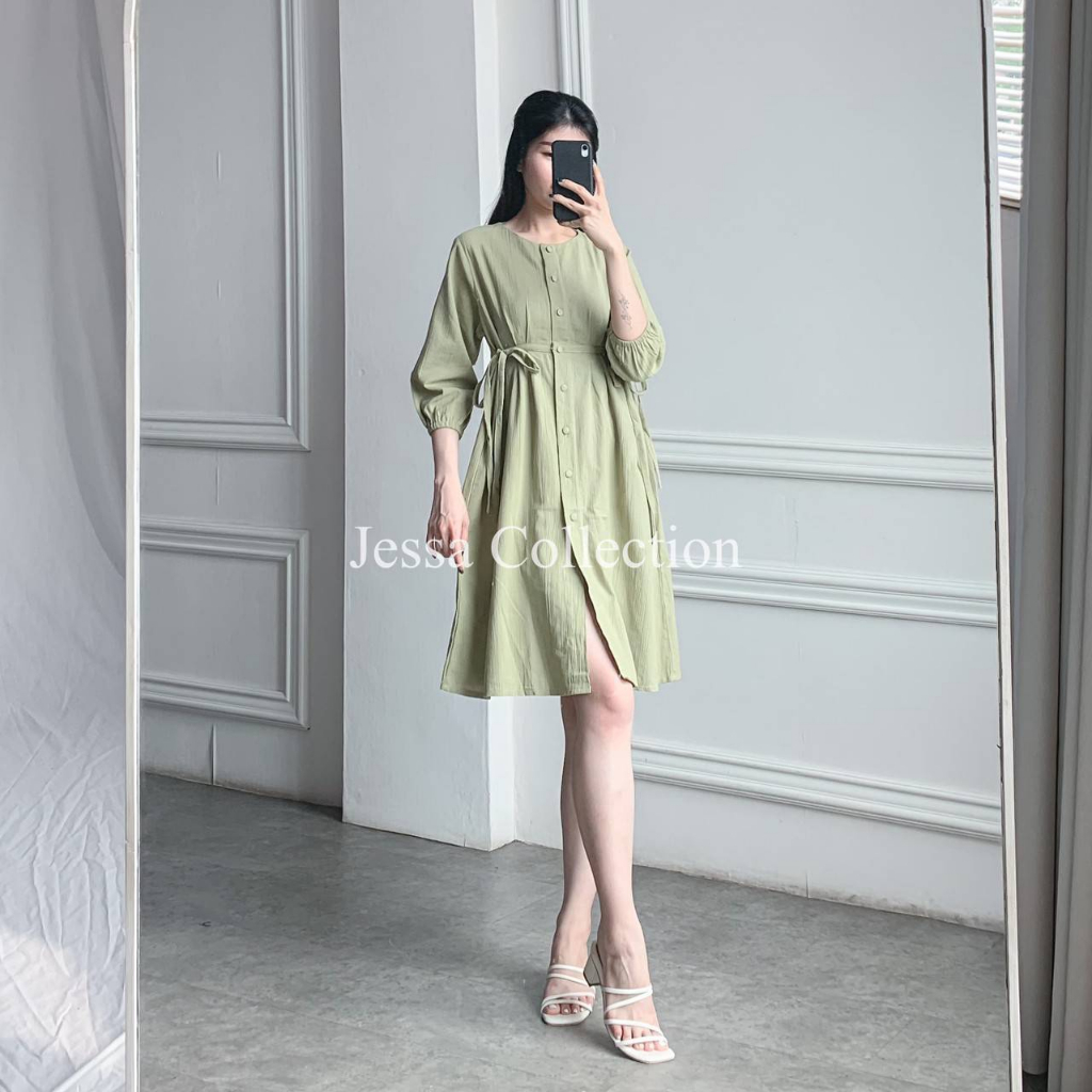 Premium Rietha Ribbon Dress TH 532 LINEN CRINKLE