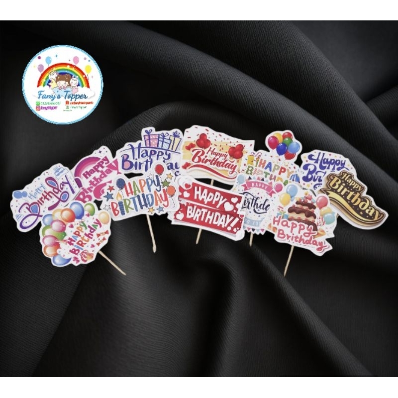 Topper Happy Birthday Tancapan Happy Birthday Topper ulang tahun topper kue tart topper puding hiasa