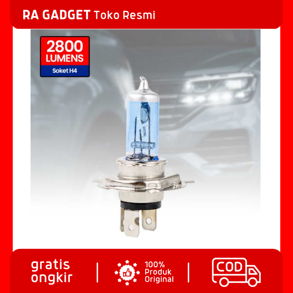 Lampu Mobil Headlight Halogen Xenon H4 4000K 100/90W 1 PCS / Lampu Depan Utama Mobil Avanza Apv Alya