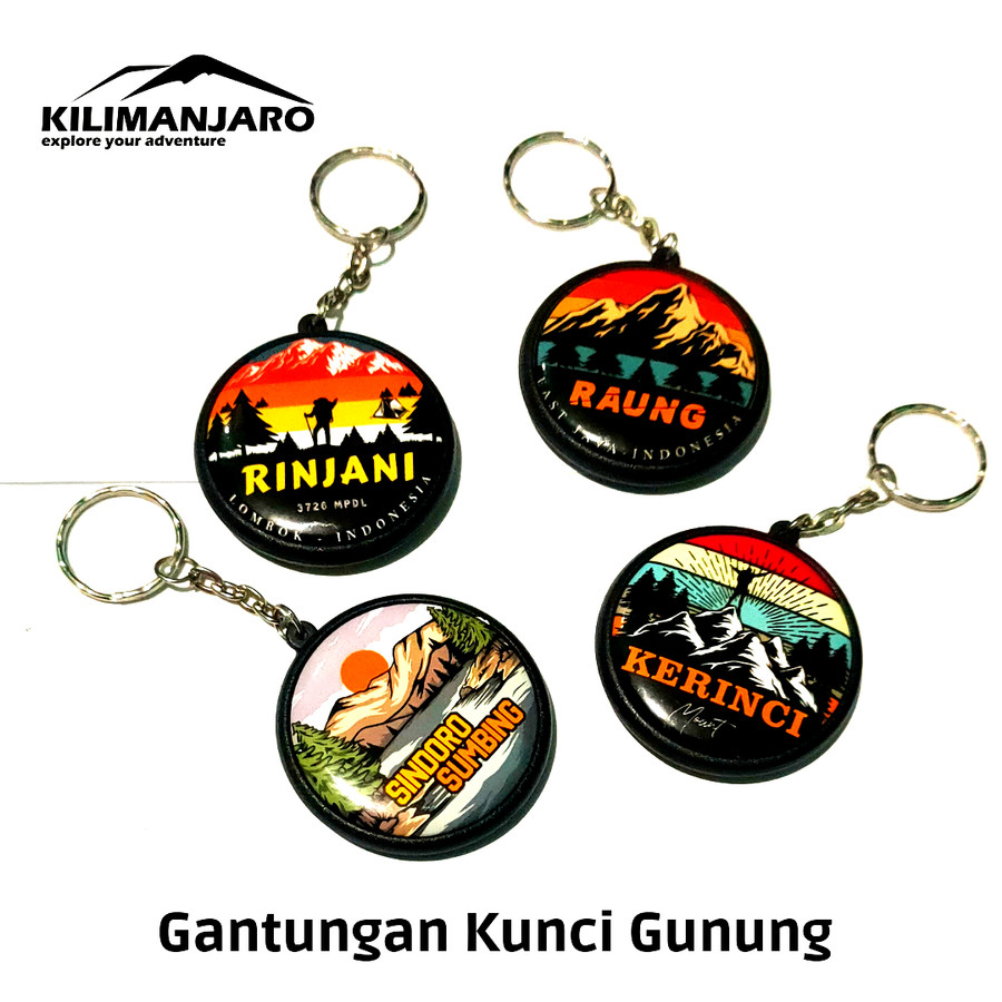 Pin Gunung Ganci - Keychain Gunung - Gantungan Kunci Gunung