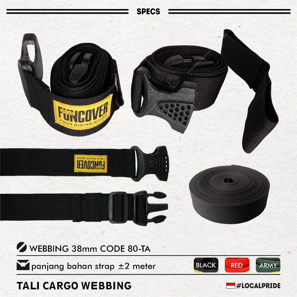 Tali Belt Strap Pengikat Barang 2m Sabuk Kargo Luggage Bagasi Koper by funcover