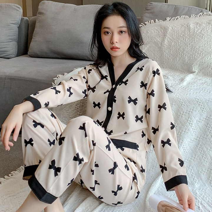 Piyama Wanita Dewasa Model Kancing Depan Mewah Lengan Panjang Celana Panjang Import High Quality Sleepwear