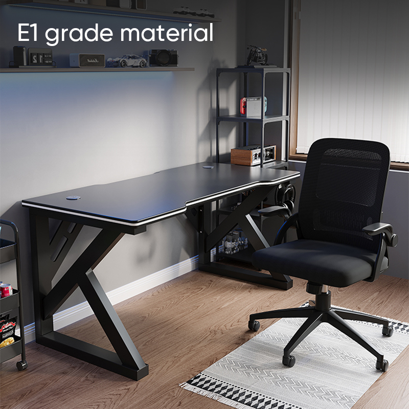 Deli Furniture Meja Gaming / Meja Komputer / Gaming Table Hitam Box Kabel E9151X-3