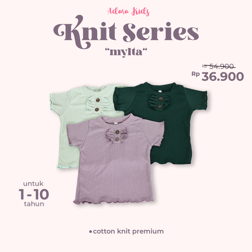 Baju Anak Perempuan Knit - Atasan Anak Perempuan Knit Kancing - Knit Series Mylta