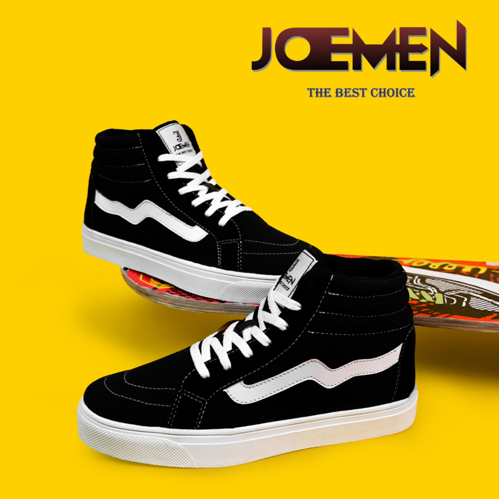 Sepatu Sneakers Joemen J 91 High Black White Natural Original 100% Brand Lokal Sepatu Pria Casual