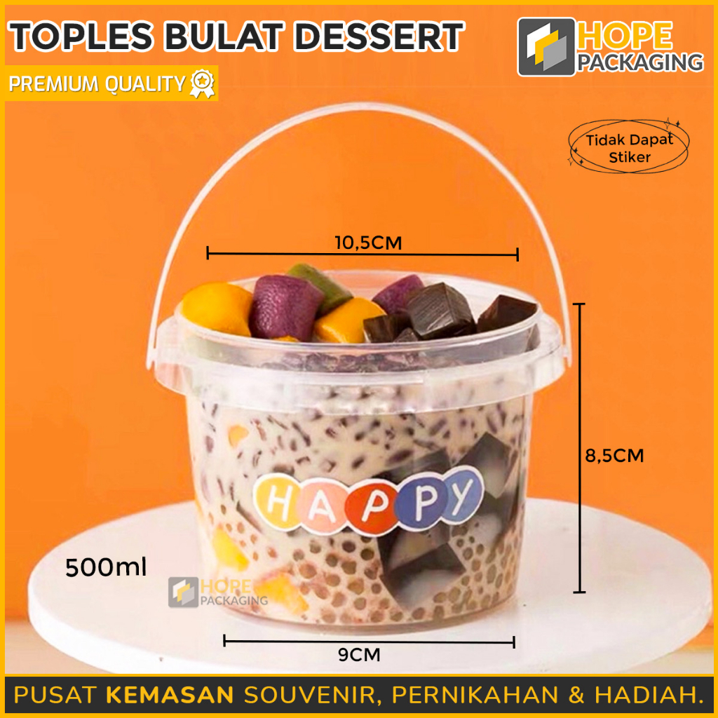 Toples Kotak Dessert 500 ML Size S Box Mika bulat / Korean Box / Box Kue / Dessert Box / Cup Pudding