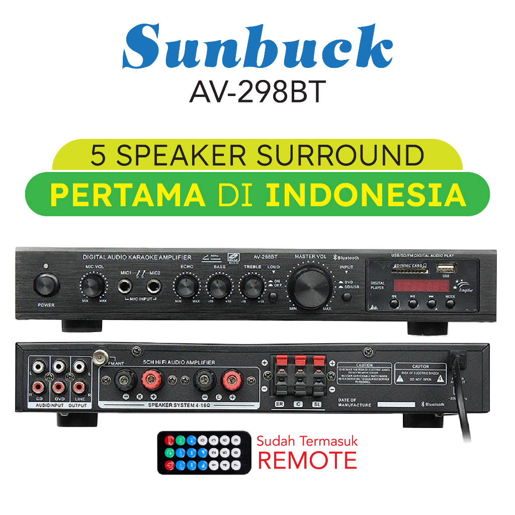 Amplifier Subwoofer Ampli Rumahan Pembesar Suara Sound System Salon Full Super Extra Bass Bas Blueto