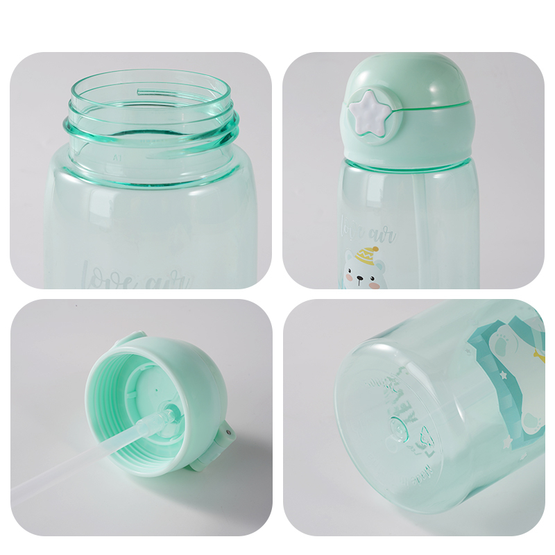 Letyeah &amp; Kaizenliving Botol Minum Anak Lucu Tombol Bintang Anti Tumpah Botol Air Minum Anak Sedotan 520ml