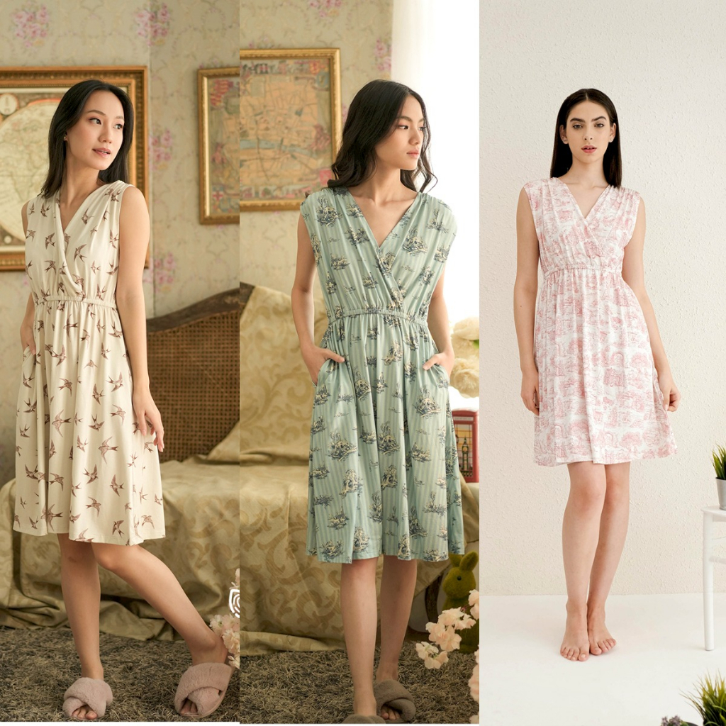 Cielyn - Dress V Neck - TENCEL™ Modal -Vintage Series - Dress Wanita