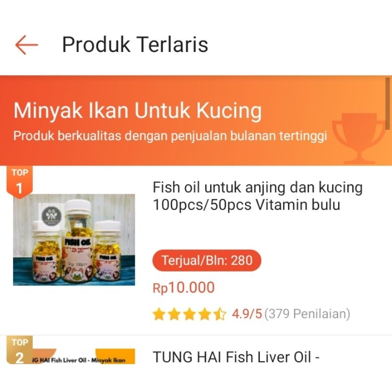 Fish oil untuk anjing dan kucing 100pcs/50pcs Vitamin bulu