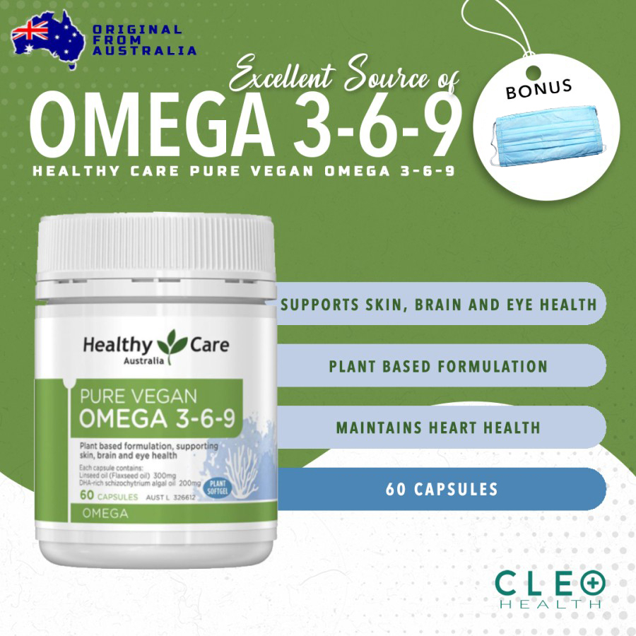 Healthy Care Pure Vegan Omega 369 3-6-9 60 Capsules 100% Original AU