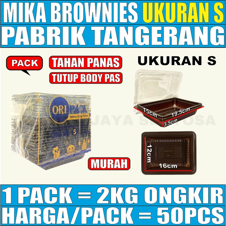 Mika Kue Brownies S Kecil 50pcs Coklat Tray Box Cokelat Cake Brownis Kotak Bronis Murah Bolu Coklat